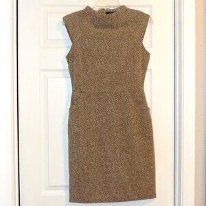 Zara Woman Brown Tweed Sleeveless Midi Dress, Size Medium, Fully Lined